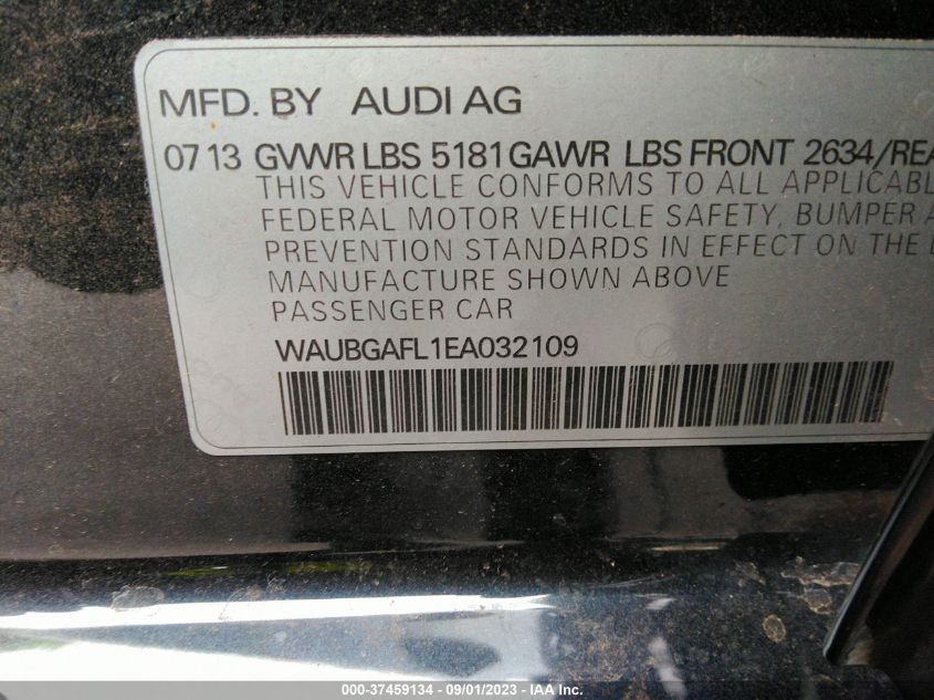 2014 AUDI S4 PREMIUM PLUS WAUBGAFL1EA032109