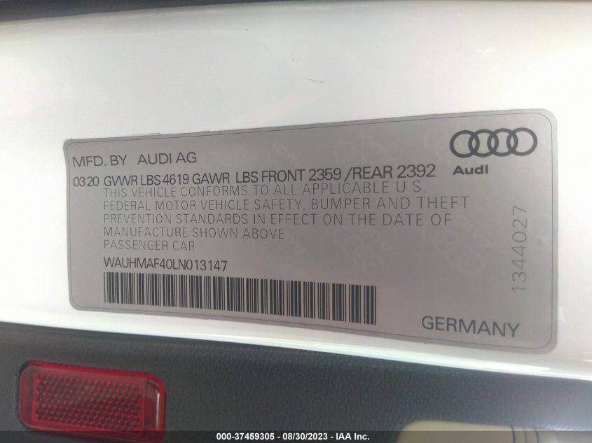 WAUHMAF40LN013147 Audi A4 PREMIUM PLUS 9