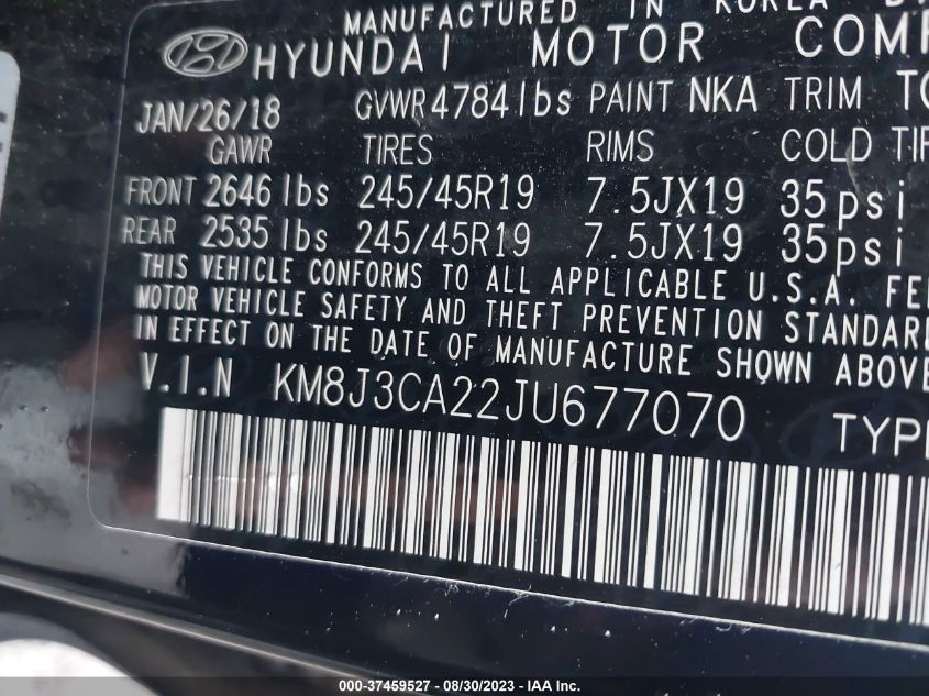 2018 HYUNDAI TUCSON LIMITED/SPORT AND ECO/SE - KM8J3CA22JU677070