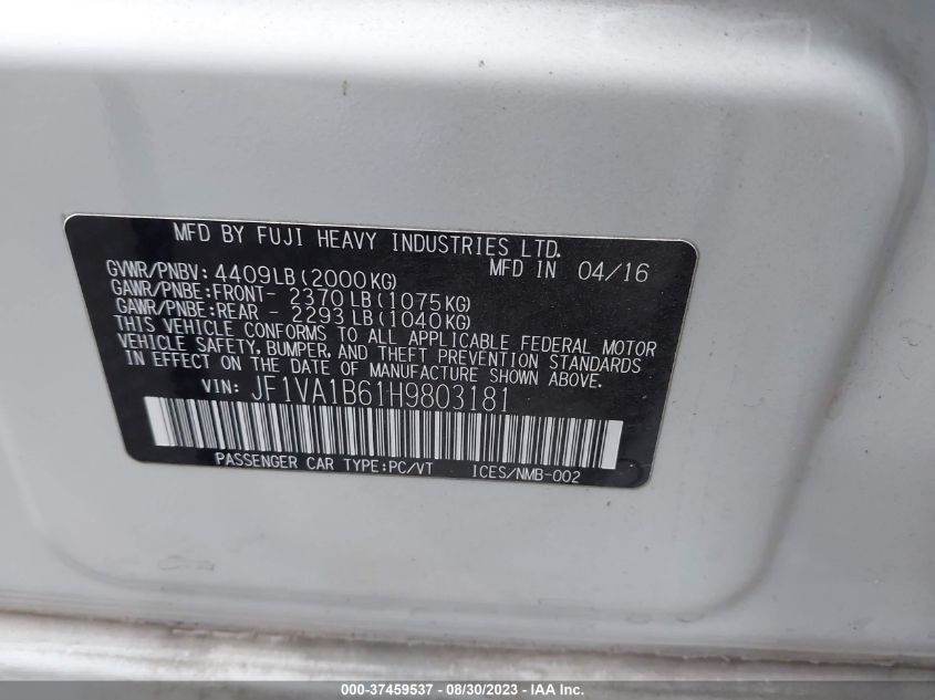 2017 SUBARU WRX - JF1VA1B61H9803181