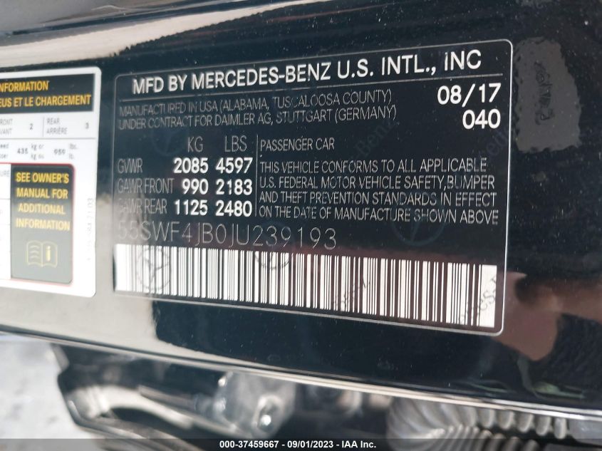 2018 MERCEDES-BENZ C-CLASS C 300 - 55SWF4JB0JU239193