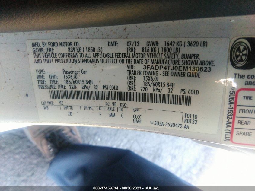 2014 FORD FIESTA S - 3FADP4TJ0EM130623