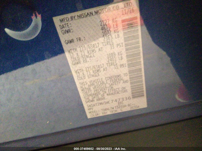 2017 NISSAN ROGUE SV - 5N1AT2MV3HC747336