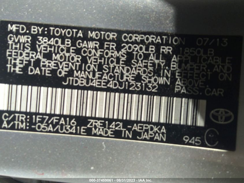 2013 TOYOTA COROLLA L/LE/S - JTDBU4EE4DJ123132