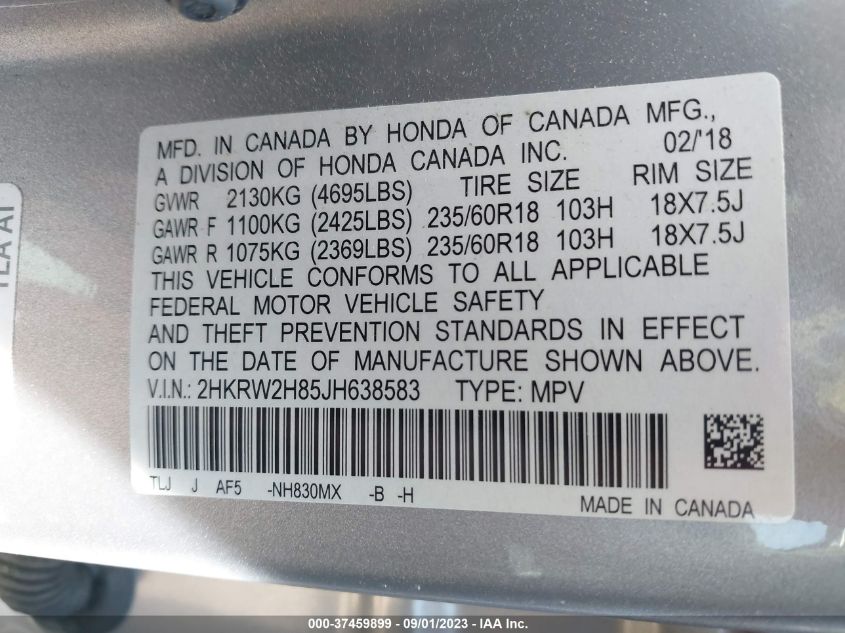 2018 HONDA CR-V EX-L - 2HKRW2H85JH638583