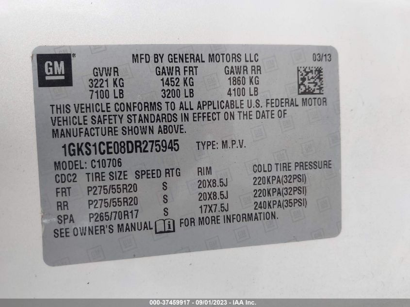 2013 GMC YUKON SLT - 1GKS1CE08DR275945