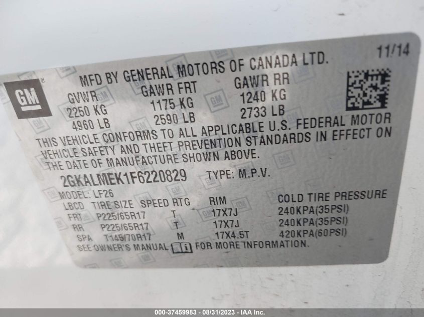 2015 GMC TERRAIN SLE - 2GKALMEK1F6220829