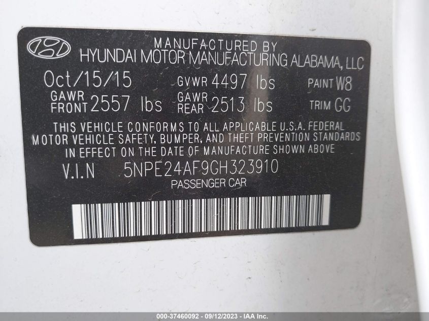 2016 HYUNDAI SONATA 2.4L SE - 5NPE24AF9GH323910