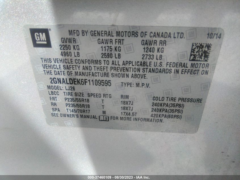 2015 CHEVROLET EQUINOX LTZ - 2GNALDEK6F1109595
