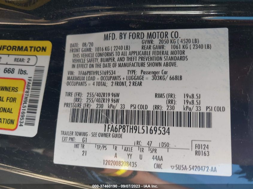 2020 FORD MUSTANG ECOBOOST - 1FA6P8TH9L5169534