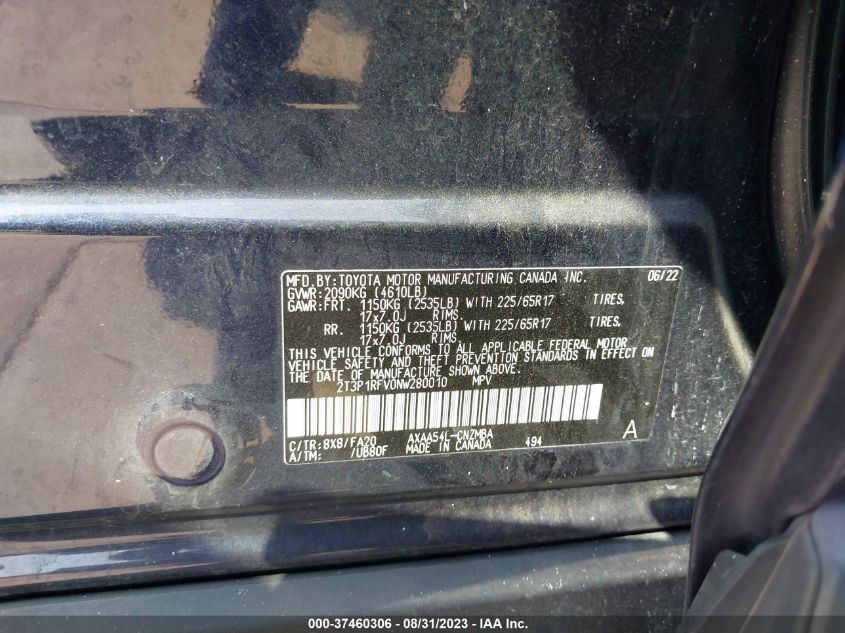 2022 TOYOTA RAV4 XLE - 2T3P1RFV0NW280010