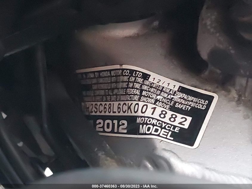 2012 HONDA GL1800 JH2SC68L6CK001882