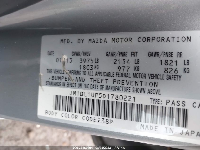 2013 MAZDA MAZDA3 I SPORT - JM1BL1UP5D1780221