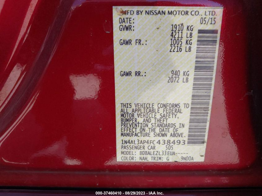 2015 NISSAN ALTIMA 2.5 - 1N4AL3AP4FC438493