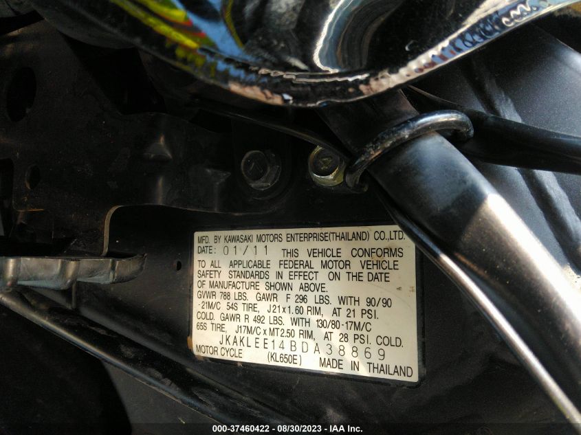 2011 KAWASAKI KL650 E JKAKLEE14BDA38869
