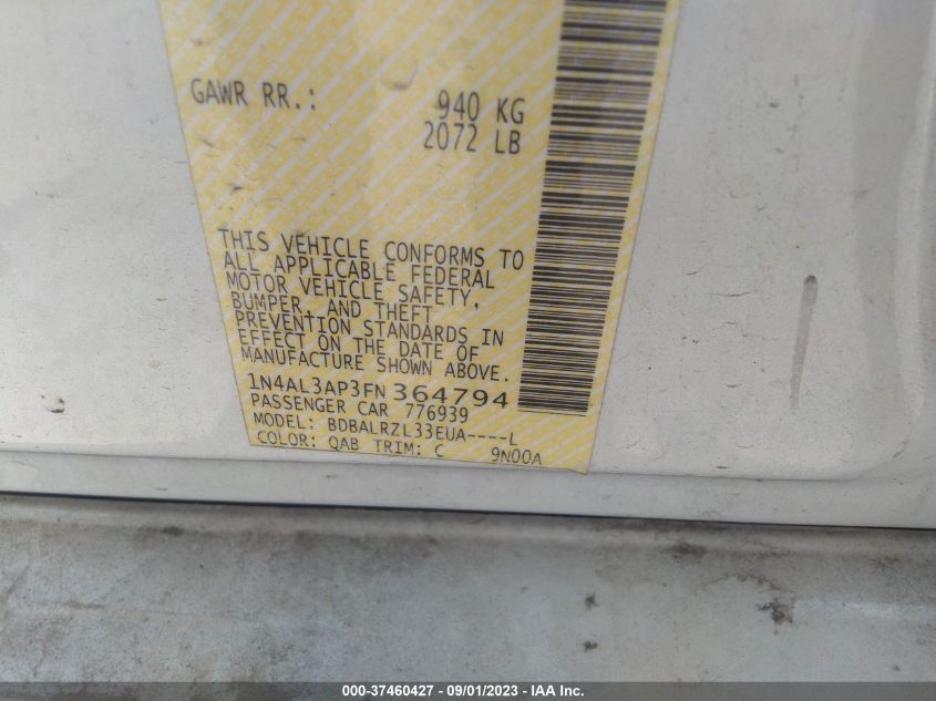 2015 NISSAN ALTIMA 2.5 SL - 1N4AL3AP3FN364794