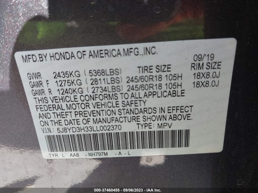 2020 ACURA MDX - 5J8YD3H33LL002370