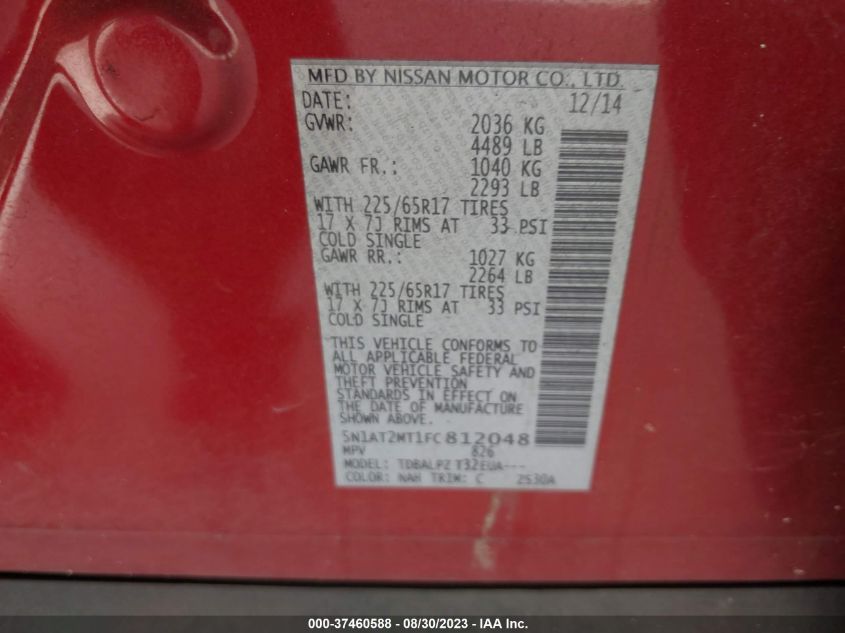 2015 NISSAN ROGUE S/SL/SV - 5N1AT2MT1FC812048