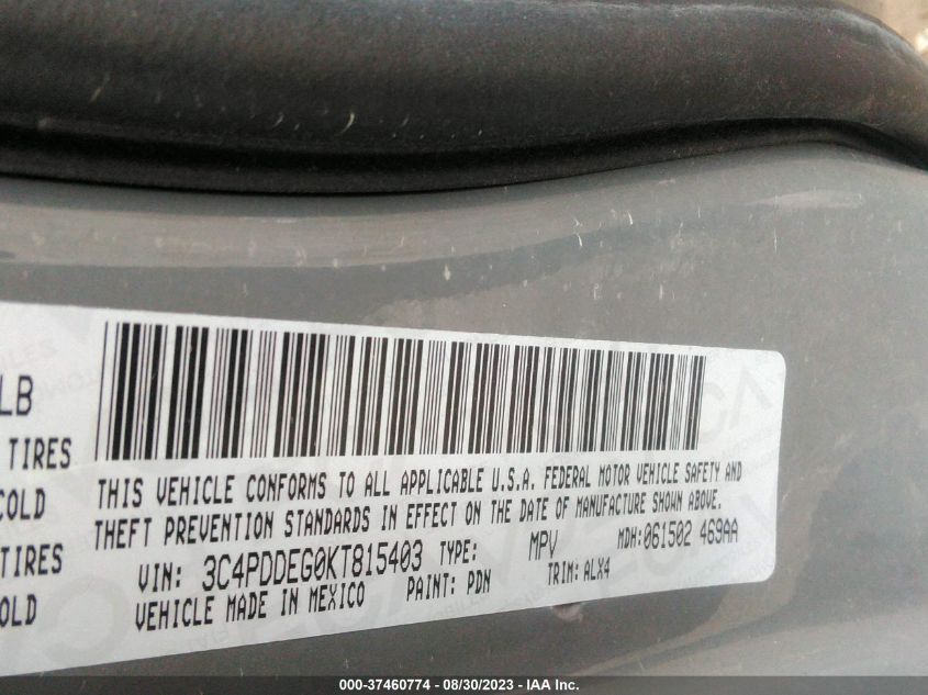 2019 DODGE JOURNEY GT - 3C4PDDEG0KT815403