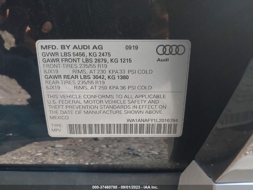 2020 AUDI Q5 PREMIUM/TITANIUM PREMIUM - WA1ANAFY1L2016784