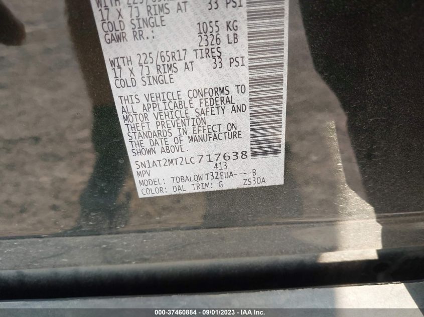 2020 NISSAN ROGUE S/SL/SV - 5N1AT2MT2LC717638