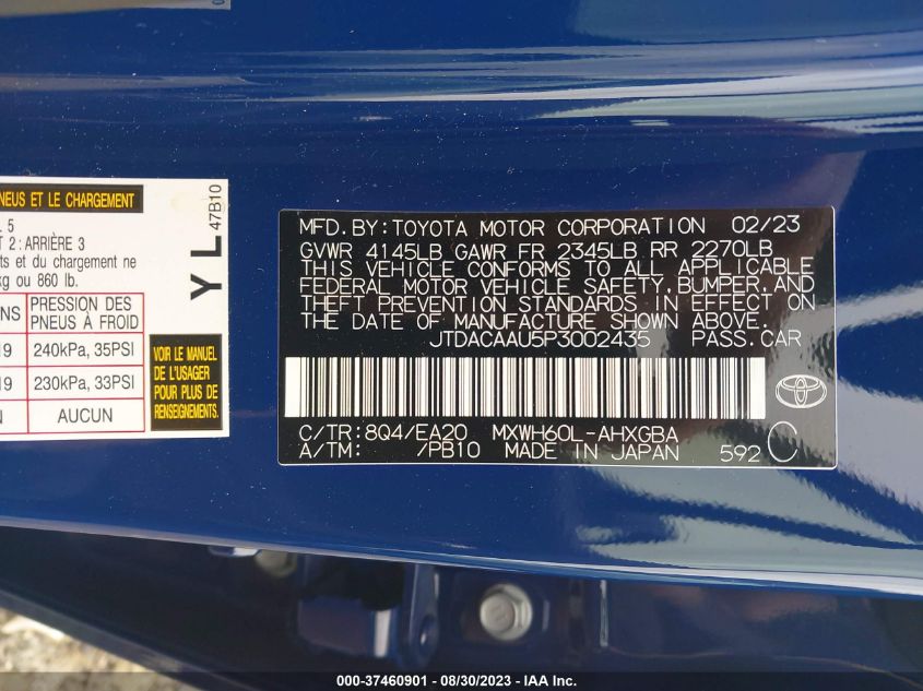 2023 TOYOTA PRIUS LE/XLE/LIMITED - JTDACAAU5P3002435