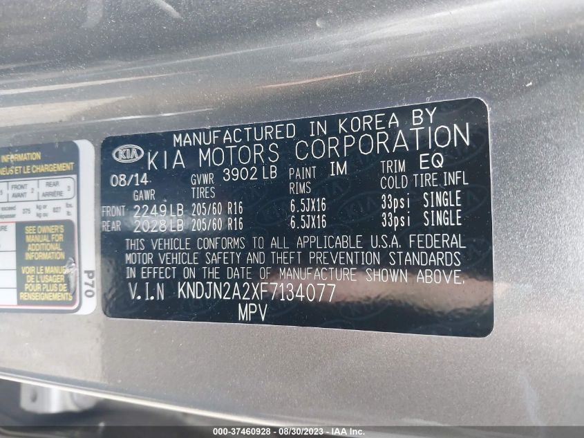 2015 KIA SOUL BASE - KNDJN2A2XF7134077