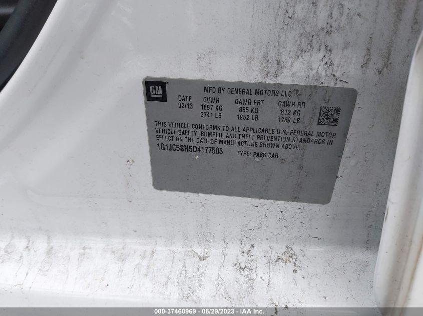 2013 CHEVROLET SONIC LT - 1G1JC5SH5D4177503