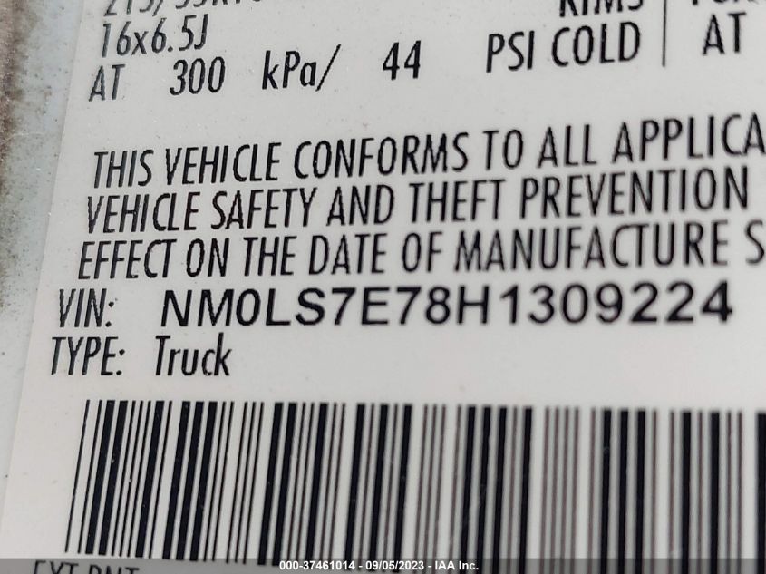 2017 FORD TRANSIT CONNECT VAN XL NM0LS7E78H1309224