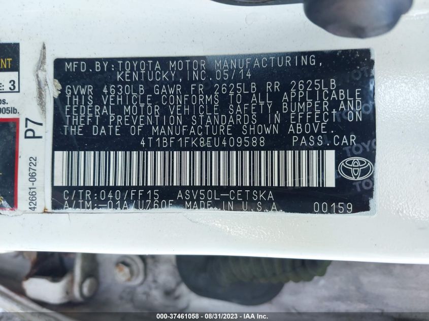 2014 TOYOTA CAMRY L/SE/LE/XLE - 4T1BF1FK8EU409588