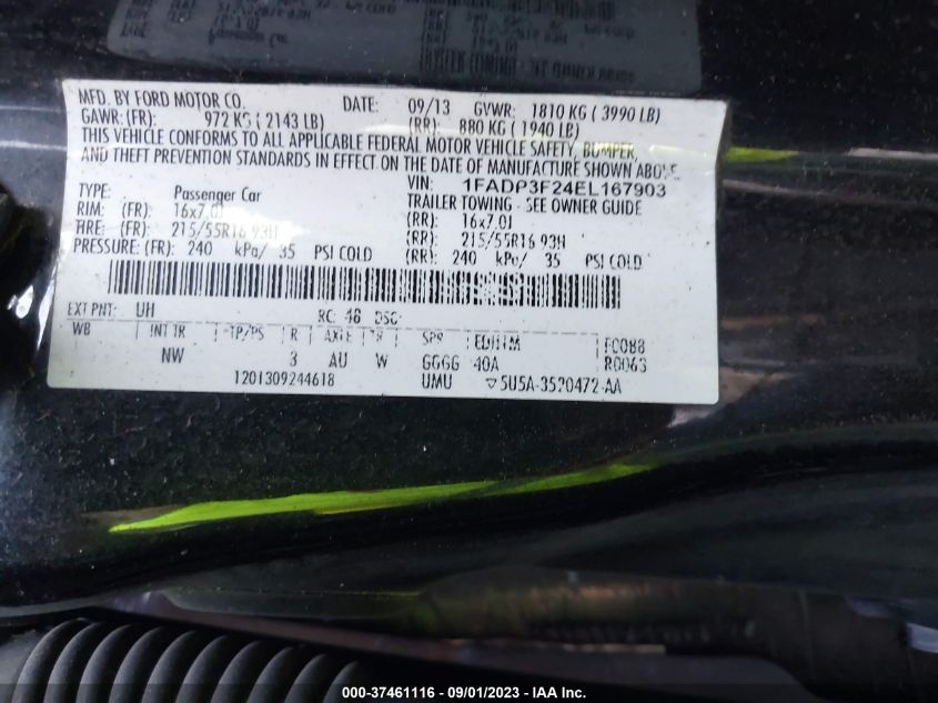 2014 FORD FOCUS SE - 1FADP3F24EL167903