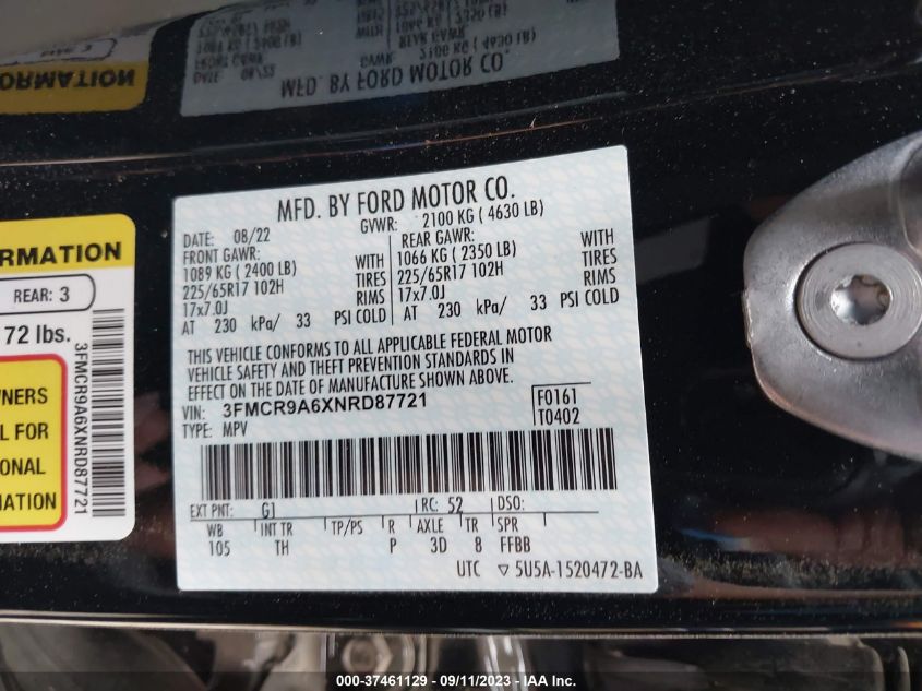 2022 FORD BRONCO SPORT - 3FMCR9A6XNRD87721
