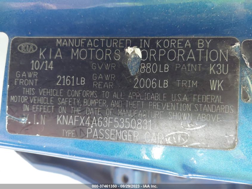 2015 KIA FORTE LX - KNAFX4A63F5350831