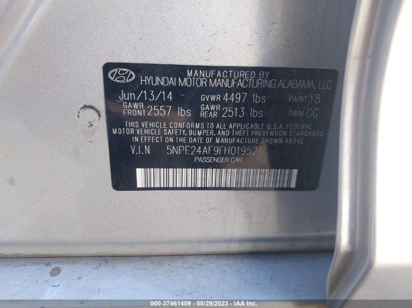 2015 HYUNDAI SONATA SE - 5NPE24AF9FH019524