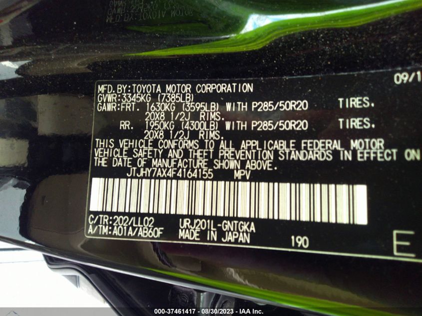 2015 LEXUS LX 570 JTJHY7AX4F4164155