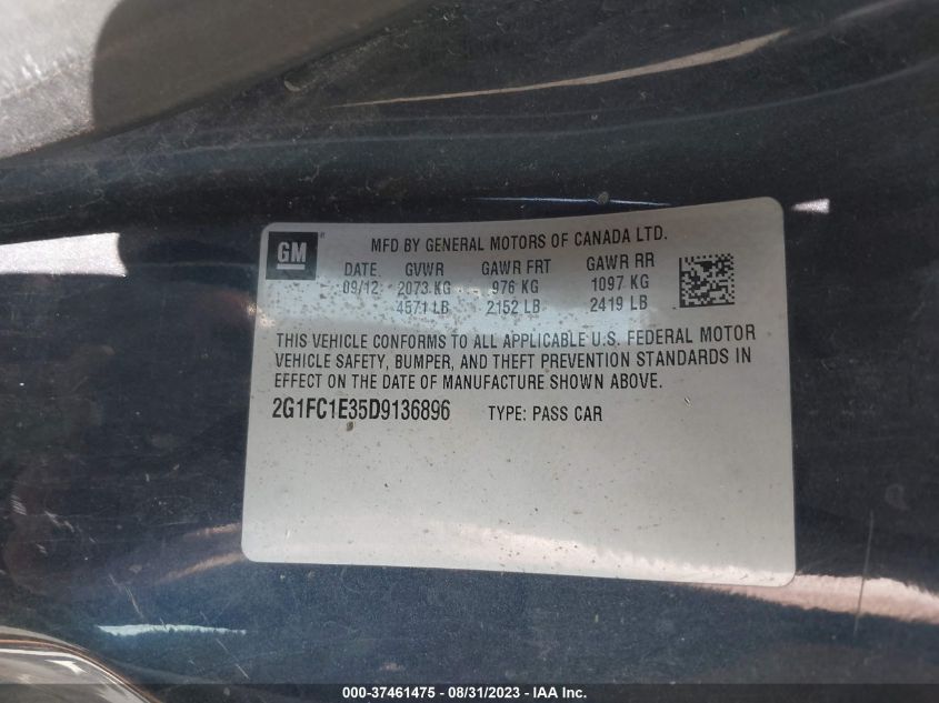 2013 CHEVROLET CAMARO LT - 2G1FC1E35D9136896