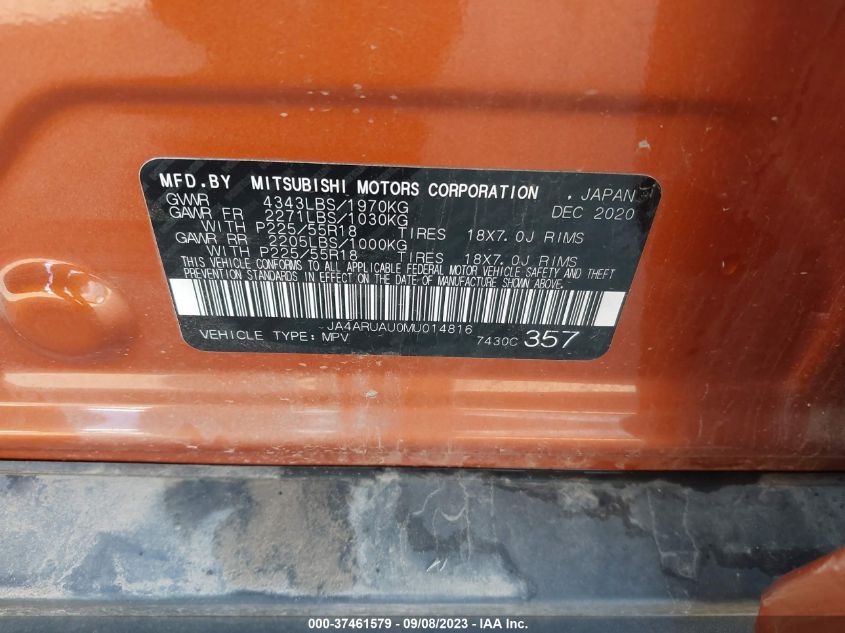 2021 MITSUBISHI OUTLANDER SPORT ES/LE/BE/SE - JA4ARUAU0MU014816