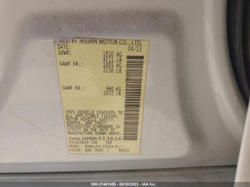 2013 NISSAN ALTIMA 2.5 S - 1N4AL3AP8DN553616