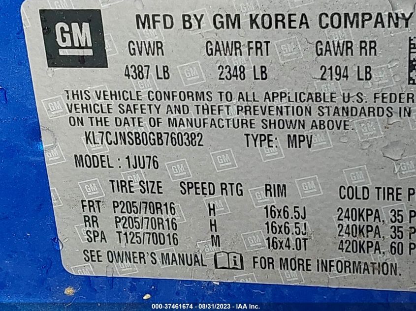 2016 CHEVROLET TRAX LS - KL7CJNSB0GB760382