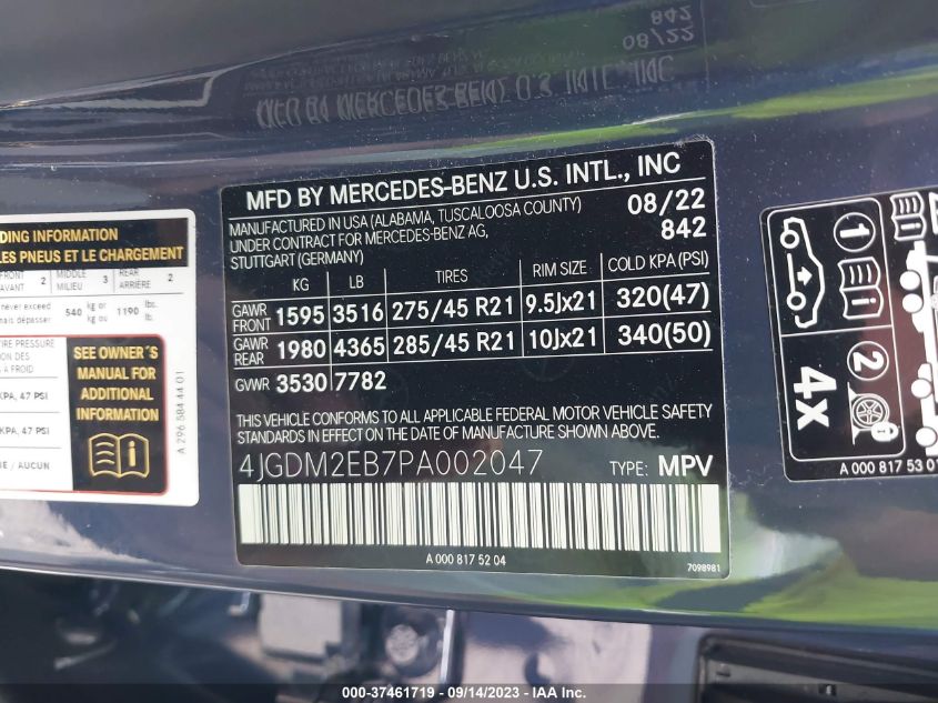 2023 MERCEDES-BENZ EQS EQS 450 - 4JGDM2EB7PA002047