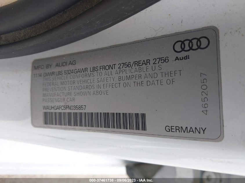 2015 AUDI A6 3.0T PRESTIGE - WAUHGAFC5FN035857