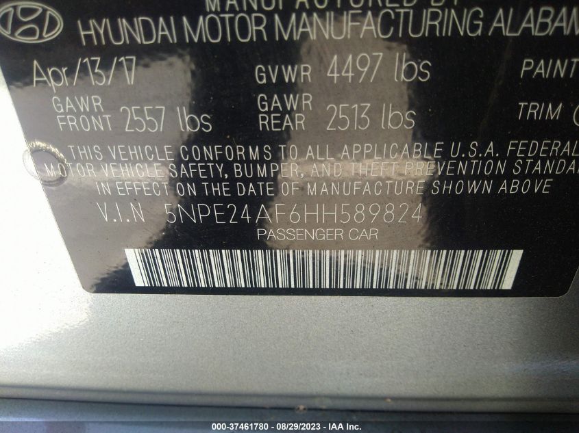 2017 HYUNDAI SONATA SE - 5NPE24AF6HH589824