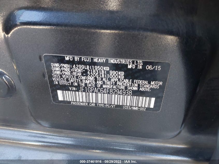 2015 SUBARU IMPREZA WAGON 2.0I PREMIUM - JF1GPAC64F8294938