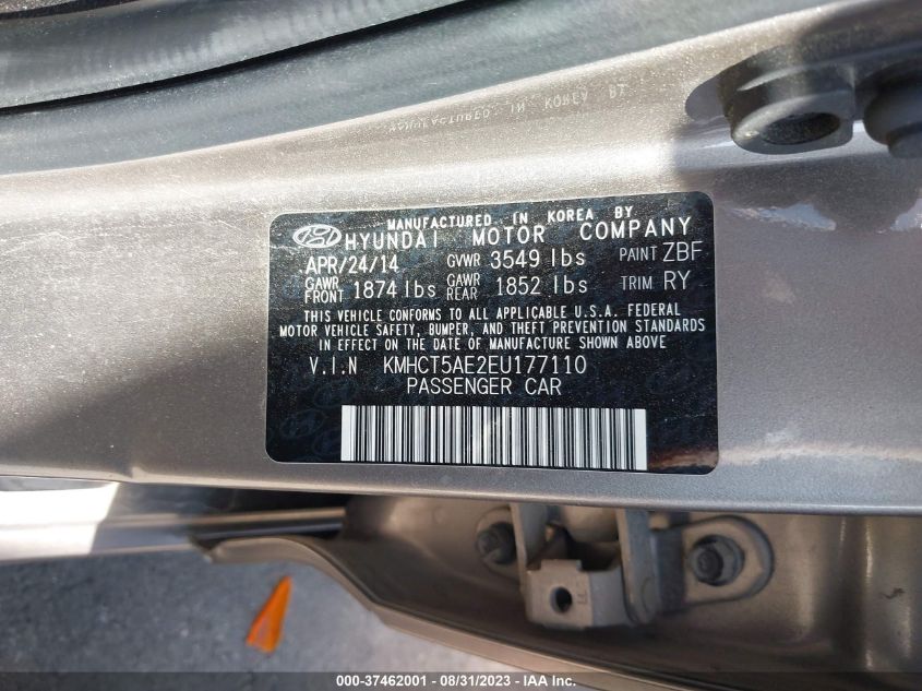2014 HYUNDAI ACCENT GS - KMHCT5AE2EU177110