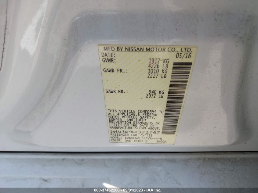 2016 NISSAN ALTIMA 2.5 S - 1N4AL3AP0GN371767