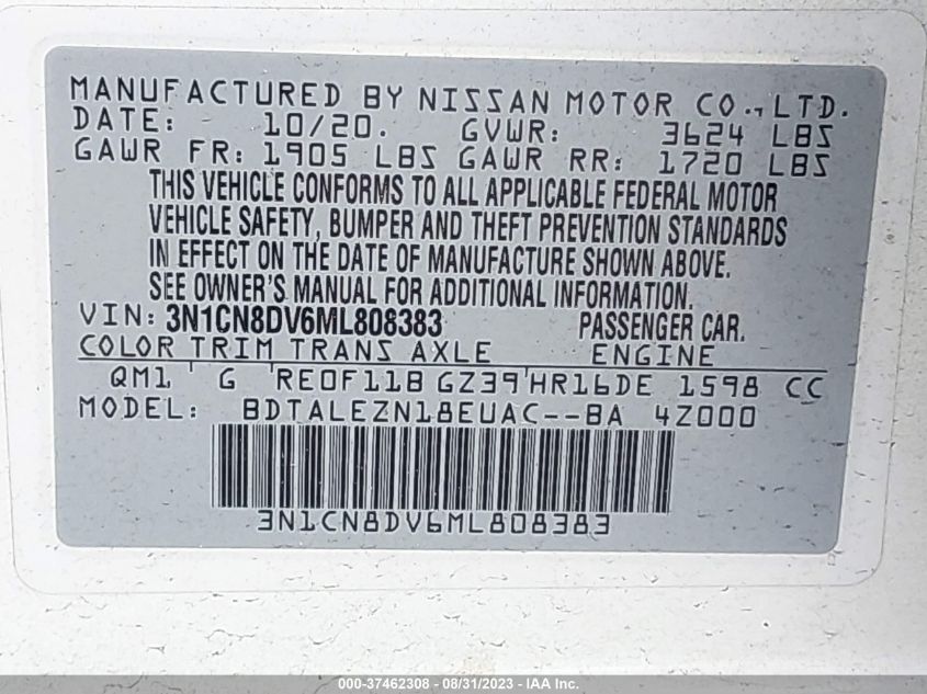 2021 NISSAN VERSA S - 3N1CN8DV6ML808383
