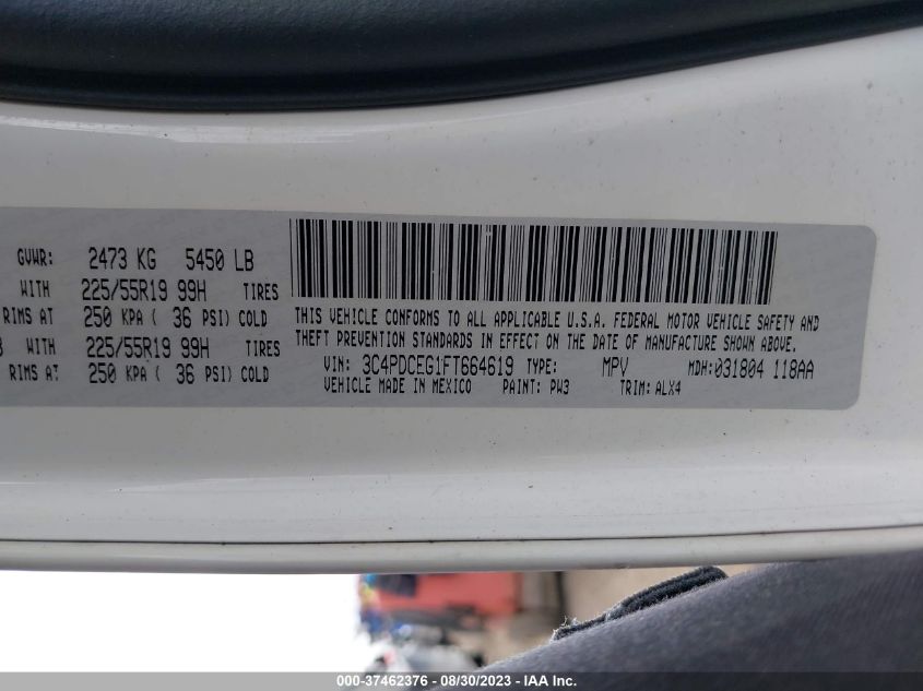 2015 DODGE JOURNEY R/T - 3C4PDCEG1FT664619