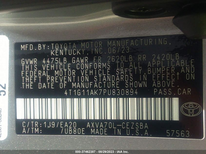 2023 TOYOTA CAMRY SE/SE NIGHTSHADE - 4T1G11AK7PU830894