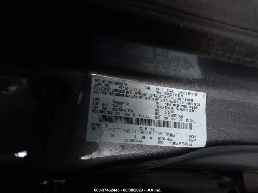 2014 FORD FOCUS SE - 1FADP3F29EL169257