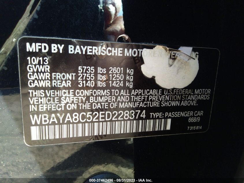 2014 BMW 7 SERIES 750I - WBAYA8C52ED228374